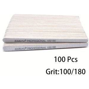 100 stuks/Partij Professionele Dubbelzijdige Grijze Schuurpapier Nagelvijl 100/180/240, Houten Kop Pedicuregereedschap Geschikt voor Salon/Nagelopvoering/Timmerwerk