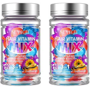 SEVICH Hair Vitamin Mix - 3-in-1 Hittebescherming, Verzachting & Hydratatie Formule met A, C, E voor Sterke, Krullende Haar - 60 Capsules, Haarverzorgingsessenties | Vibrant Verpakking | Formule