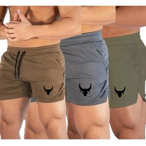 3- Heren Strandshorts met Origineel Ontwerp van Stierenkop, Bedrukt voor Basketbal Sport Hardlopen Fitness, Sneldrogend en Ademend