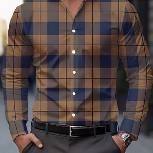 Stijlvolle Heren Overhemd met Knoopsluiting - Ademend Polyester, Lange Mouwen met Reverskraag, Machinewasbaar voor Casual Lente- & Herfstkleding