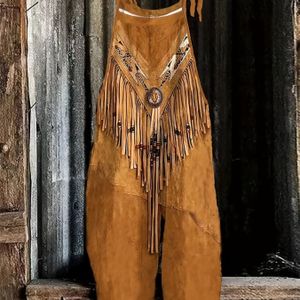 Etnische Print Tie Schouder Jumpsuit, Casual Mouwloos Wijde Pijpen Jumpsuit Voor Lente & Zomer, Dameskleding