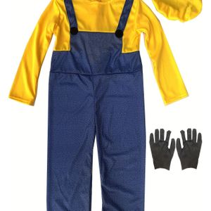 Anime Gele Kostuum Cosplay Jumpsuit voor Jongens en Meisjes met Hoed en Handschoenen voor Kinderen Verjaardagsfeestje Aankleden