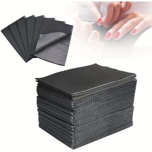 50st Nageltafelmatten, Wegwerp Nagelpapier Handdoeken, Zwarte Waterdichte 3-Laags Nagelpapier voor Nageltafel Decoratie