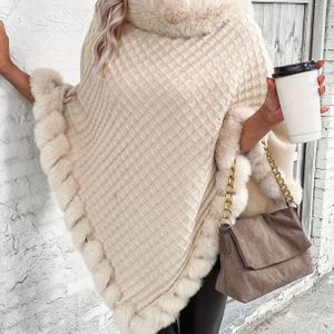 Elegante dames cape jas met imitatief - Zachte winterjas met pluche , chique bovenkleding voor alle seizoenen, voor dagelijks gebruik & formele gelegenheden