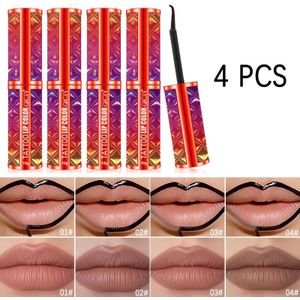 4 stuks Matte -Off Lip Liner, Langdurige Niet-Vervagende Waterproof Tattoo Wimperpen met Hydraterend Effect, 4-Tinten Schakering voor Dappere & Natuurlijke Looks