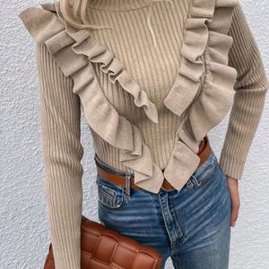 Dames Franse Stijl Gerimpelde Slim-Fit Trui - Ronde Hals Lange Mouw Blouse, Elegant voor Alle Seizoenen, Handwasbare Kleur Top voor Jurken onder Rokken