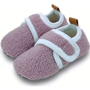 Toddler Meisjes & Jongens Slip-on Sokken Schoenen - Dikke Stof Bovenkant, TPR , Zacht Inlegzool - Lichtgewicht Warme Slippers voor Binnen, Herfst/Winter Collectie - , Roze Blauwe Opties