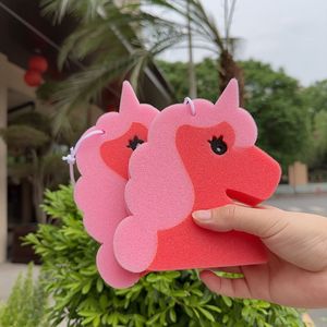 2-Pack Eenhoorn Thema Bad Spons, Meerdere Kleuropties, Dik en Zacht met Sterke Absorptie, Hangend Ontwerp voor Gemakkelijke Draagbaarheid, Sneldrogende Doucheborstel