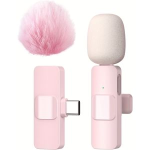 XIAOLO Draadloze Clip-On Lavalier Microfoon met Draadloze & -C Voeding, Opname voor Smartphones/Tablets, -C, Compatibel met Apparaten voor Live Streaming, , YouTube Video's, Interviews, Stem