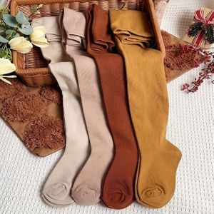 4-Pack Meisjes Zachte Gebreide Thermische Panty's - Kleur Elastische Tailleband Casual Leggings voor Jongeren van 2-11 Jaar, Beige//Wit/Zwart, Lente & Herfst Kleding, Comfortabele Pasvorm