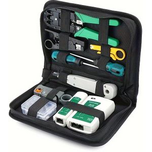 Lan Network Repair Tool Kit With Rj45 Tester, Crimping Pliers, Cable , And Clamp Set - Professional Portable Ethernet Cable Testing And Maintenance Equipment - Color, No Battery Required