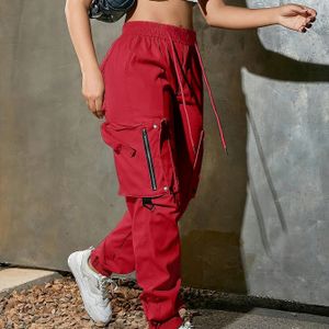 Vrouwen's High-Waist Loose-Fit Broek met Riem: Casual en stijlvol, voorzien van een zachte trekkoord-polyester tailleband en meerdere zakken voor in alle seizoenen