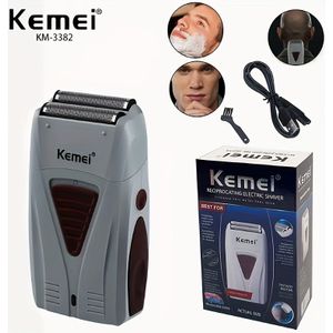 Kemei KM-3382 Heren Speciale Dubbelmes Reciprocerende Elektrische Scheerapparaat, USB Oplaadbaar, Professionele Haarknipper voor Fade Cuts & Kaalshoofden, Baardtrimmer