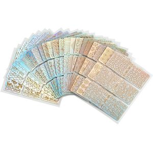12/24 Vel Gemengde Laser Stickers, Nagel Stempelplaten Set, Nail Art Holle Stickers, Nagelplaat Sjabloon, Nagel Stempelen Polish Gel Sjablonen, Nail Art Platen Set