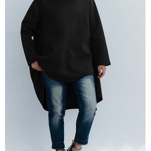 Plus Size - Plus Size - Plus Size - Plus Size Dames Trui met Hoge Hals - Elastische Pullover met Lange Mouwen en Asymmetrische Zoom, Zachte Dikke Stof voor Herfst/Winter