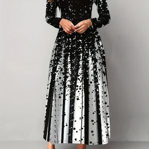 Elegante jurk voor dames met gestreept en positionerende print.