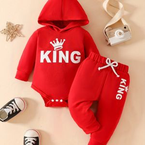 Kroonprint Hoodie Pak met Lange Mouwen en Lange Broek