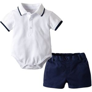Jongens Zomer Shirt en Shorts Set met Revers Jumpsuit voor Kinderen, Ideaal voor Buiten