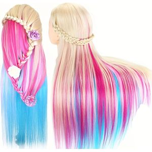 Mannequinhoofd Van 28 Inch Met Haar, Haarmannequins Om Op Te Oefenen, Oefenpophoofd Voor Vlechten, Kapperspraktijk, Rechte Kapsels, Training, Poppenhoofdhaar