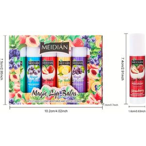6-Pack Fruitgeur Lippenbalsem Set, Hydraterend & Langdurig, Natuurlijke Afwerking, Alcoholvrij, Voor Alle Huidtypes - Perfect Kerst-, Feest- en Herinneringsgeschenk