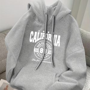 Hoodie trui San Californië - Casual polyester hoodie met kap, alfabetpatroon, zakdetail, breiweefsel, reguliere pasvorm voor mannen en vrouwen - Herfst/Wintercollectie
