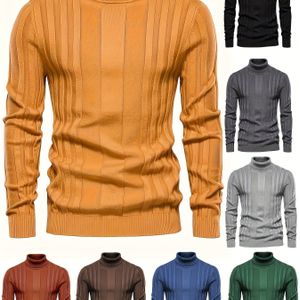 Heren Casual Gebreide Trui met Hoge Hals | Lange Mouwen, Kleur, Pullover, Geschikt voor Lente/Herfst