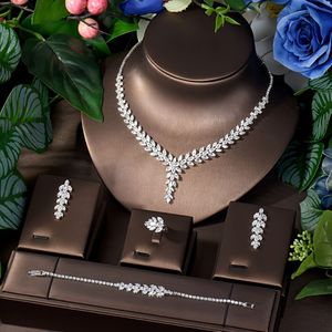 Luxe Elegante Bruids Sieraden Set - Koper , Gecoat met 3A Zirconia, Ideaal voor Bruiloft en Banket - Ketting, Oorbellen, Armband en Ring