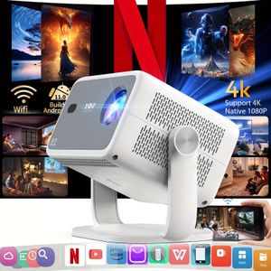 XGODY Gimbal N6 Smart 4K Projector, & Keystone, VOPLLS 650ANSI Full HD+ 1080P WiFi 6 Draadloze Draagbare Projector, 60Hz Thuisbioscoop Projector voor Conferentie/Kantoor Projector Buiten