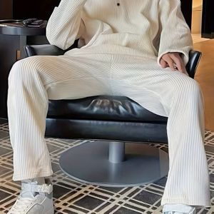 Heren Casual Corduroy Hoodie & Joggingbroek Set - Kleur, Machinewasbaar, Perfect voor Herfst/Winter