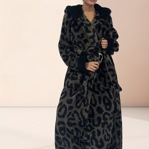 2025 Nieuwe Collectie! Dames Herfst/Winter Luipaardprint Capuchonjas met Verstelbare Riem, Lange Mouwen – Zacht, Comfortabel & Warm – Inclusief Zijzakken