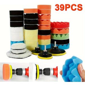 39pcs Car Polisher Gross Polishing Pads For Drill Sponge Buffer Waxing Buffing Kit For Cars