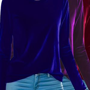 3 stuks Kleur Ronde Hals Lange Mouw Basislaag Tops