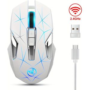 HXSI Nieuwe 2.4GG Draadloze Muis Kleur Backlight en Oplaadbare USB Plug and Play Optische Muis Geschikt voor Thuisgames, Kantoorcomputerperiferie