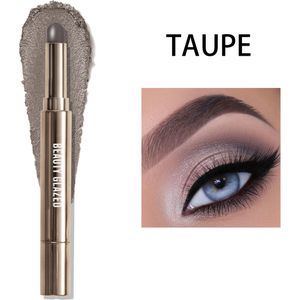 Monochromatische Taupe Oogschaduwstick - Metallische Afwerking, Waterdicht & Zweetbestendig, Langdurige Glanzende Grijze Make-up voor Dagelijks Gebruik, Klein Gouden Tubus Ontwerp