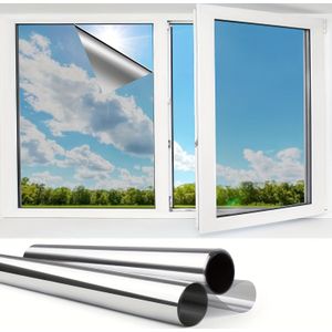 Mirror Film, Self-adhesive Sun Protection, Window, Interior Protection, Reflective 1 Way , Window Tints Silvery Thermal Film For Office And Home, Heat Control