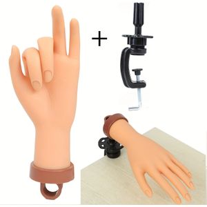 Flexible Acrylic Nail Practice Hand Kit With Stand - Reusable, Mannequin For Beginners & Pros - Includes Fake Nails & Tools