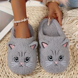 Dames schattige kat pantoffels - Zachte , antislip, stil ontwerp - Schattig cartoon kat - Perfect voor alle gelegenheden, geweldig cadeau idee, kat pantoffels