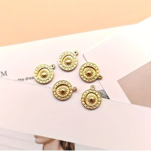 1 Set Of 5 Stainless Steel Oil Press Casting Round Pendant Pendant