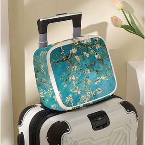 1pc Van Gogh geïnspireerde bloemenprint cosmetische organizer - Ruime polyester make-uptas met ritssluiting, draagbare reismake-uptas voor kwasten en accessoires, willekeurig printontwerp