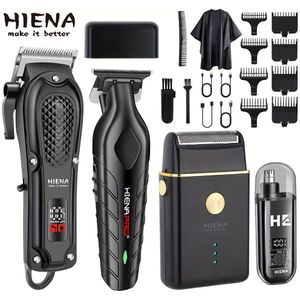 HIENA Heren 4-in-1 Oplaadbare Elektrische Verzorgingsset | Haartrimmer, Elektrische -ronde, Baardtrimmer, Oor- en Neushaartrimmer Set | USB-oplading, Perfecte Vakantie- of Vaderdagcadeau