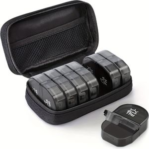 Reis Pillenorganizer Met Canvas Tas, 7-daagse Pillendoos Met Aparte Vakken Voor Ochtend En Avond, Inclusief Draagbare Stoffen Tas Voor Het Van Supplementen, En Visolie