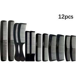 12-delige Set Fijne Kammen voor Haarstyling, 12-delige Set Fijne Kammen voor Haarstyling, Duurzame Kunststof Borstels, ABS Handvat, voor Salon- en Thuisgebruik, voor Alle Haartypes
