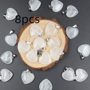 8/12pcs Quartz Heart Stone Pendants Charms For Making Necklace Bracelet Earrings Gift