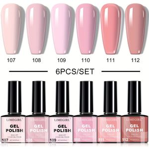 Limegirl 6-Kleur Nude Roze Natuurlijke Gel Nagellak Kit - Langhoudende Snelhardende Gel met Glanzende Finish, Opties voor Manicure & , Gel Nagellak, Manicure Essentials, Duurzame Nagellak