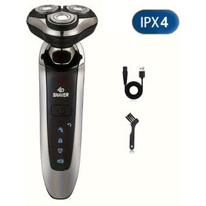 Miguan 4D Roterende Elektrische Scheerapparaat voor Mannen, Oplaadbare Lithiumbatterij, USB Opladen, 600mAh, Draadloze Scheerapparaat met 5 , 3 Scheerkoppen, 2 Schoonmaakborstels en 1 Beschermkap