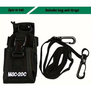 2 stuks in 1 set [Inclusief tas en banden] Multifunctionele Radiohouder Case, Draagbare Tweeweg Walkie Talkie Opbergtas Pouch Meerdere flexibele opbergmogelijkheden