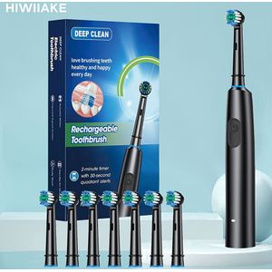 Een ronde elektrische tandenborstel met 8 borstelkoppen, USB-C opladen, 5 en een super snelle reinigingsmodus - De perfecte cadeau voor familie en vrienden, vooral voor Vaderdag.