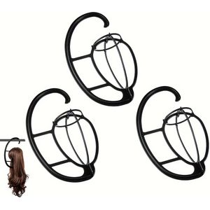 3-Pack Inklapbare Pruikstandaards - Duurzame Kunststof Pruikhouders, Draagbare Haarstuk Displayrekken, Langdurig Meervoudig Gebruik voor Alle Haarlengten, Voorkomt Knopen en Kreuken