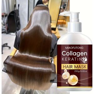 8.82oz Collageen Keratine Haarmasker, Verzorgt en Beschadigd Haar Diep, Verhoogt Elasticiteit - Rijk aan Marokkaanse Notenolie, Diepe Hydratatieve Gladheid