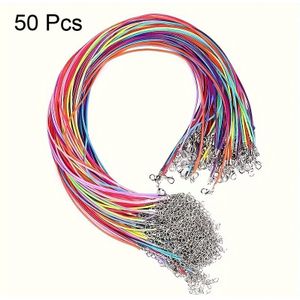 50/100pcs Wax Rope Necklace Chain Diy Christmas Gift Jewelry Making Supplies For Unisex Daily Matching - 1.5mm Thick, 45cm/18inch Long, Black Colorful , Bulk Accessories For Crafting